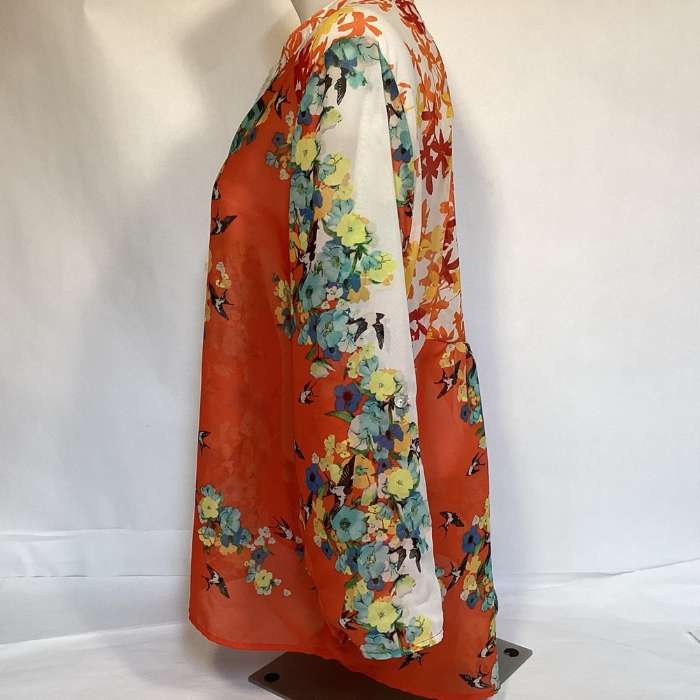 Figueroa & Flower Boho Sheer Floral Blouse Womens size large. - Picture 8 of 12